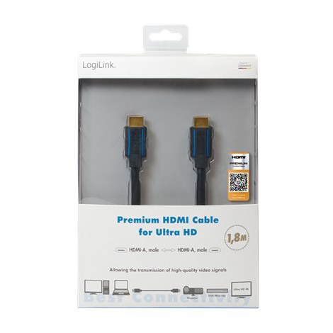 Logilink | Male | 19 pin HDMI Type A | Male | 19 pin HDMI Type A | 1.8 m | Black - 2